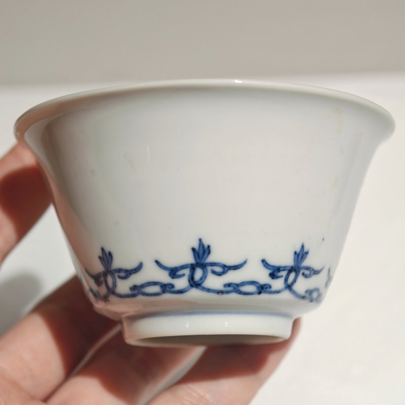 清康熙 青花贯套纹马蹄杯一对 - 图9
