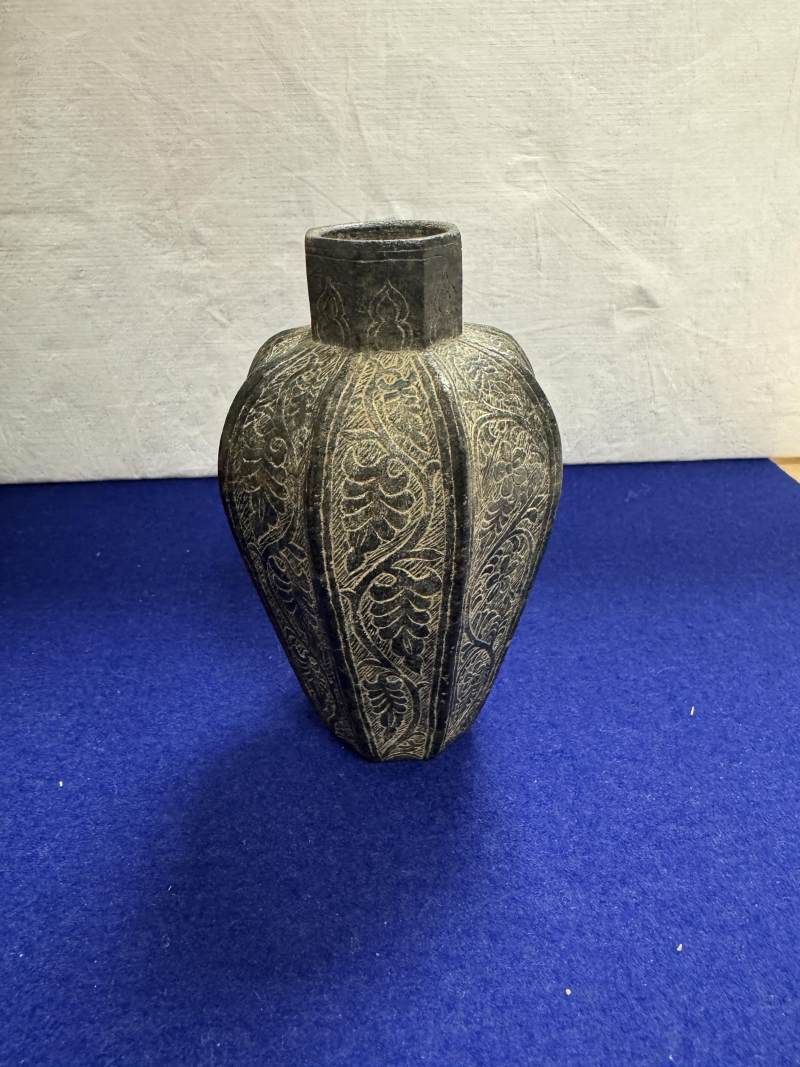 石質八棱花卉紋經瓶 - 图5