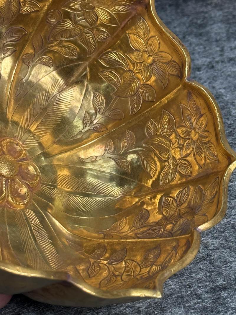 金質花鳥紋六角杯連托 - 图12