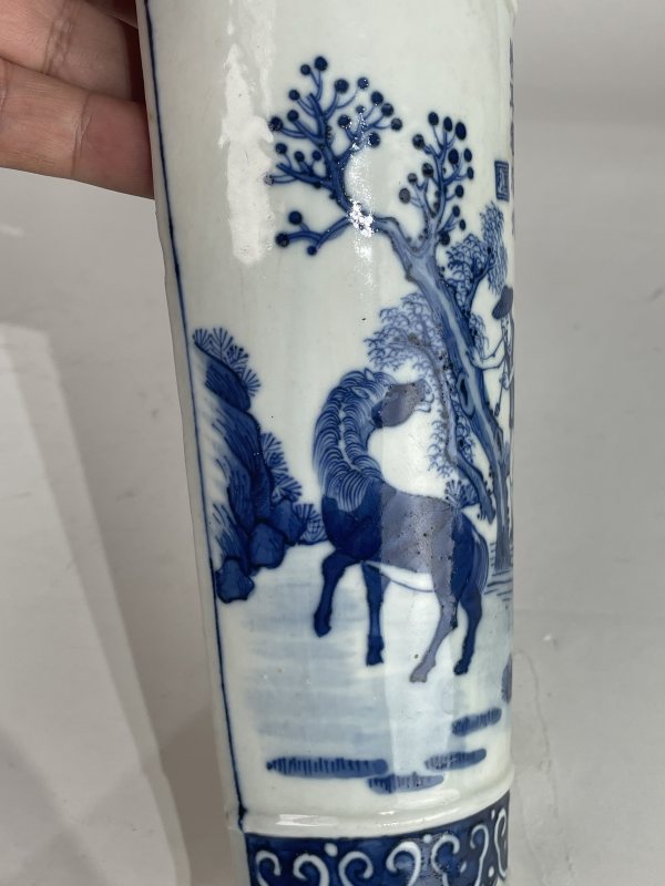 民国 青花人物纹壁瓶 - 图3
