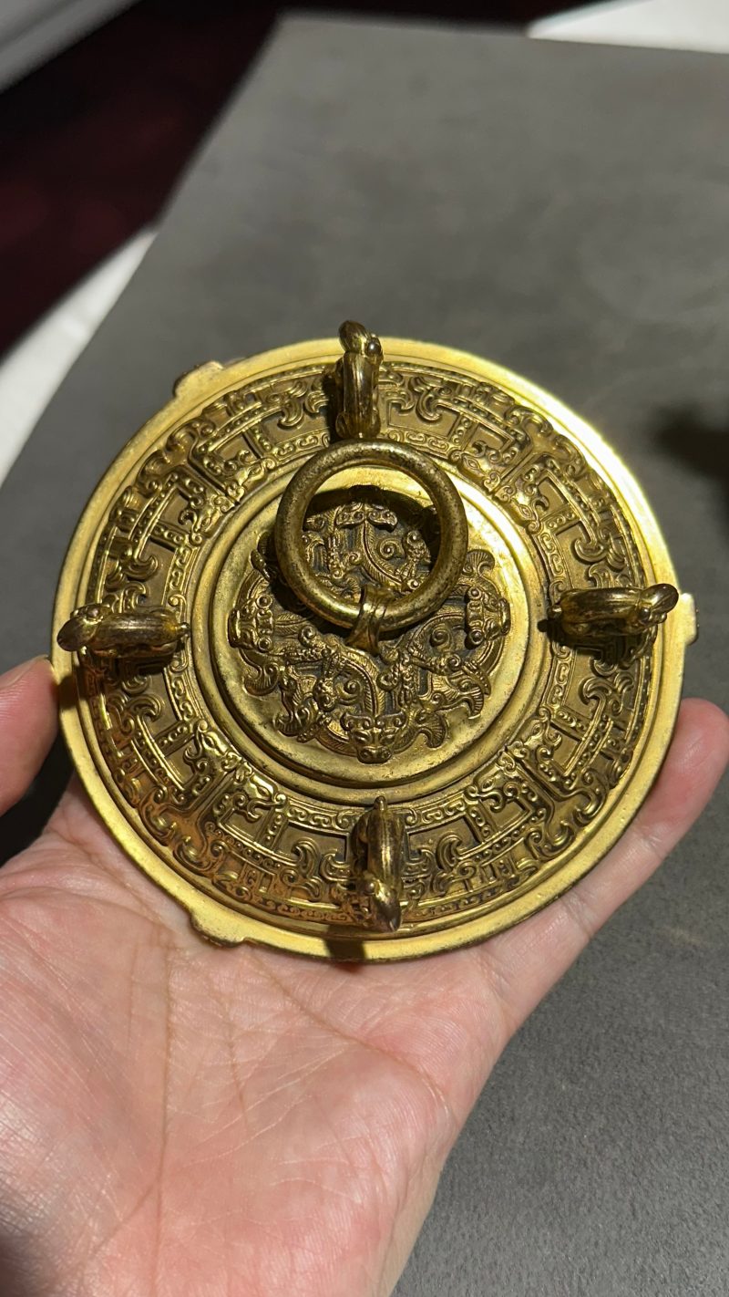 清乾隆 铜鎏金龙耳豆 - 图8