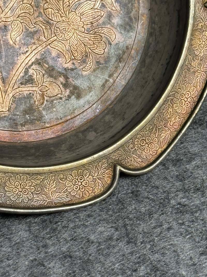 銀鎏金仙鶴花蝶紋盞和盞托一套 - 图7