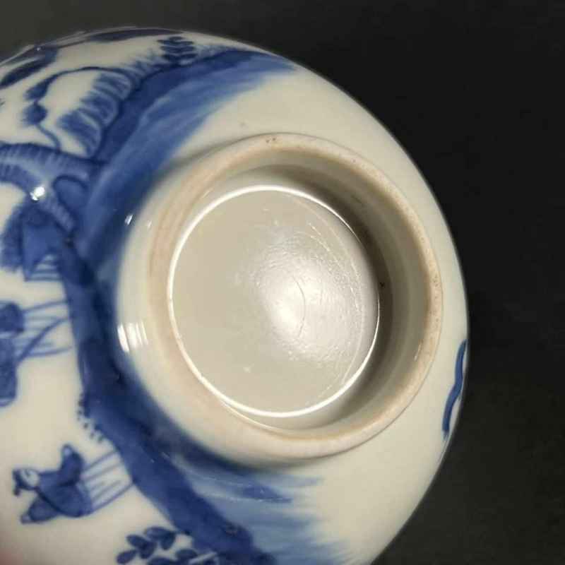 清中期 青花携琴访友图杯 - 图7
