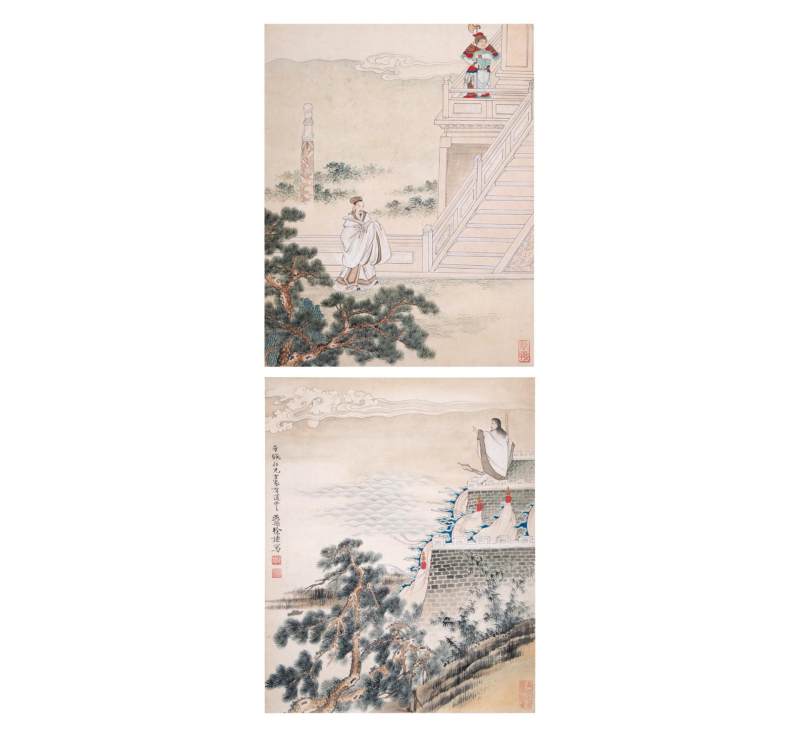    徐操款 工笔人物二帧