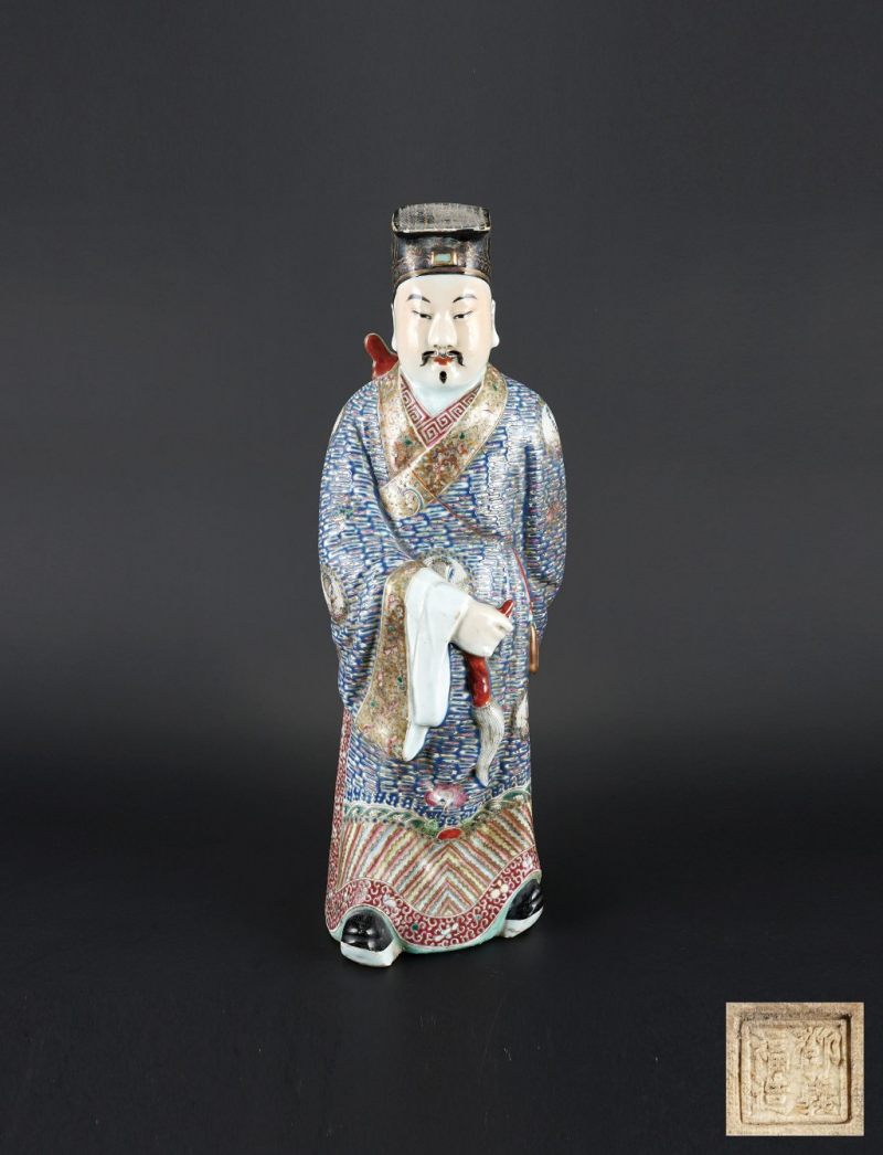    民國 粉彩呂洞賓瓷塑“鄧義福”作