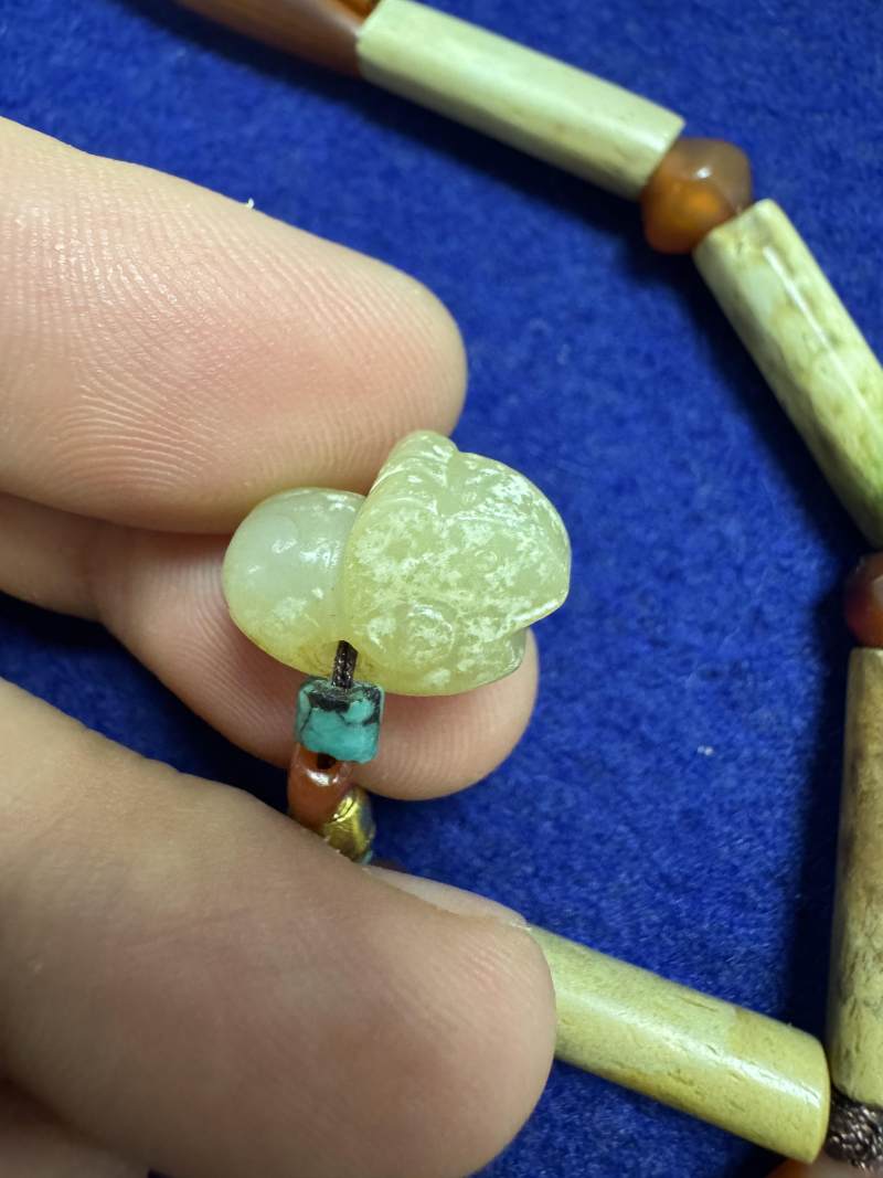 舊玉管、南紅瑪瑙、綠松石串飾 - 图28