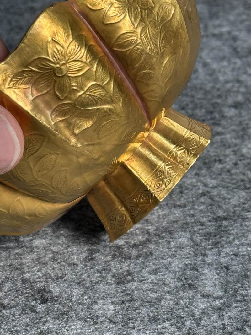 金質花鳥紋六角杯連托 - 图14