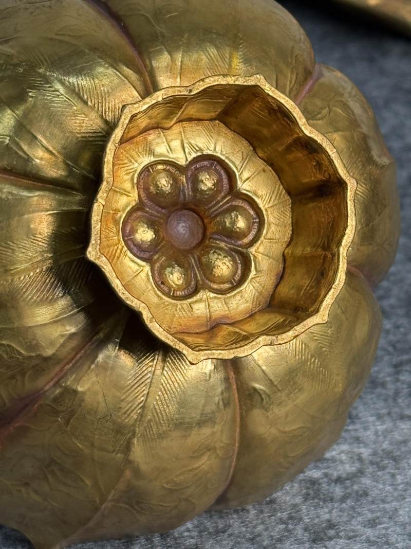 金質花鳥紋六角杯連托 - 图15