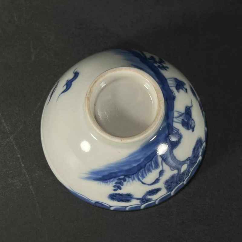 清中期 青花携琴访友图杯 - 图9