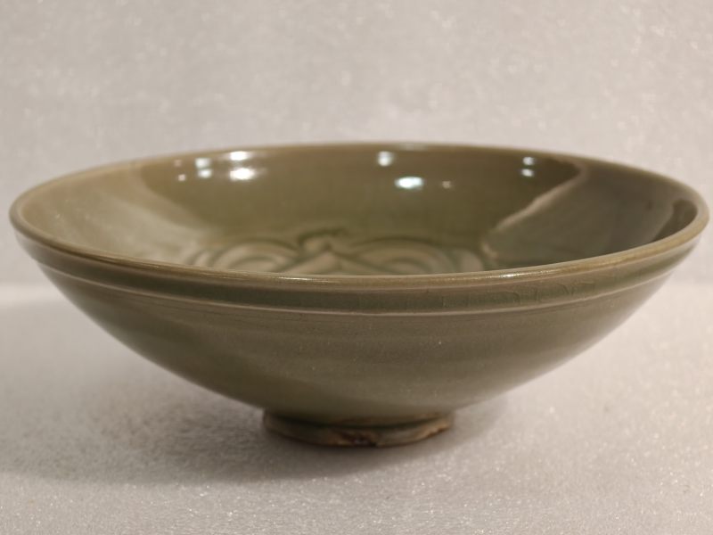 宋 耀州窑青釉刻莲荷纹碗一对 - 图14