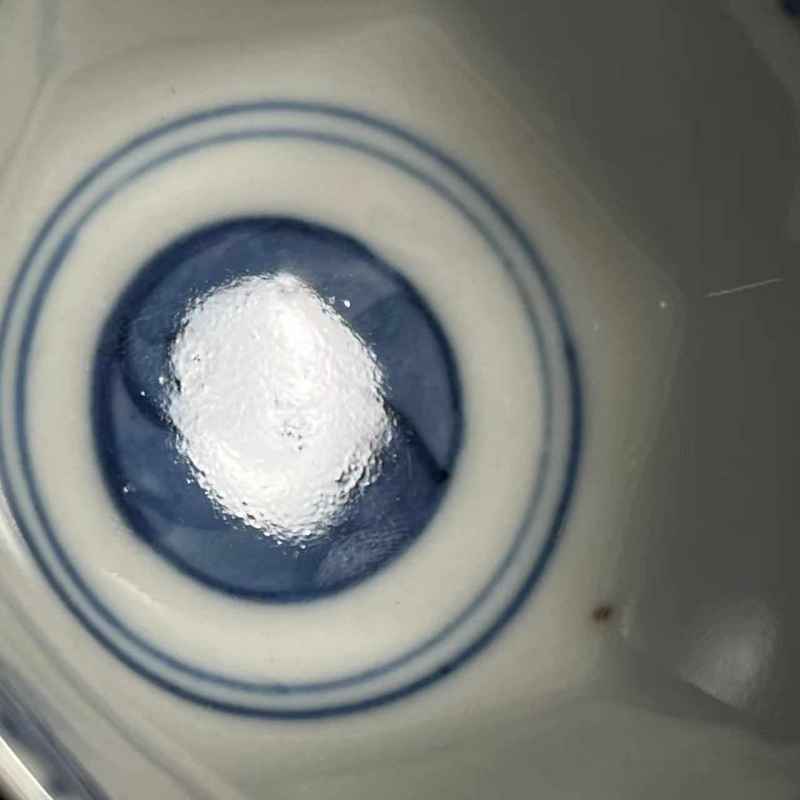 清道光 青花人物诗文杯 - 图7