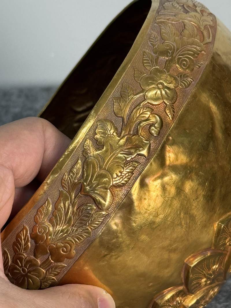 金質十字金剛杵蓮瓣紋供碗 - 图11