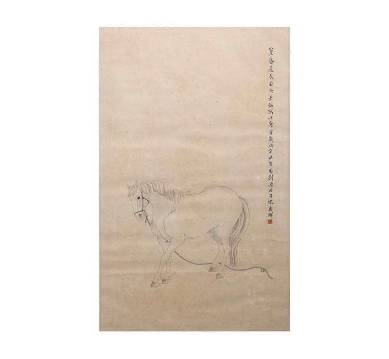    刘源沂 白描马