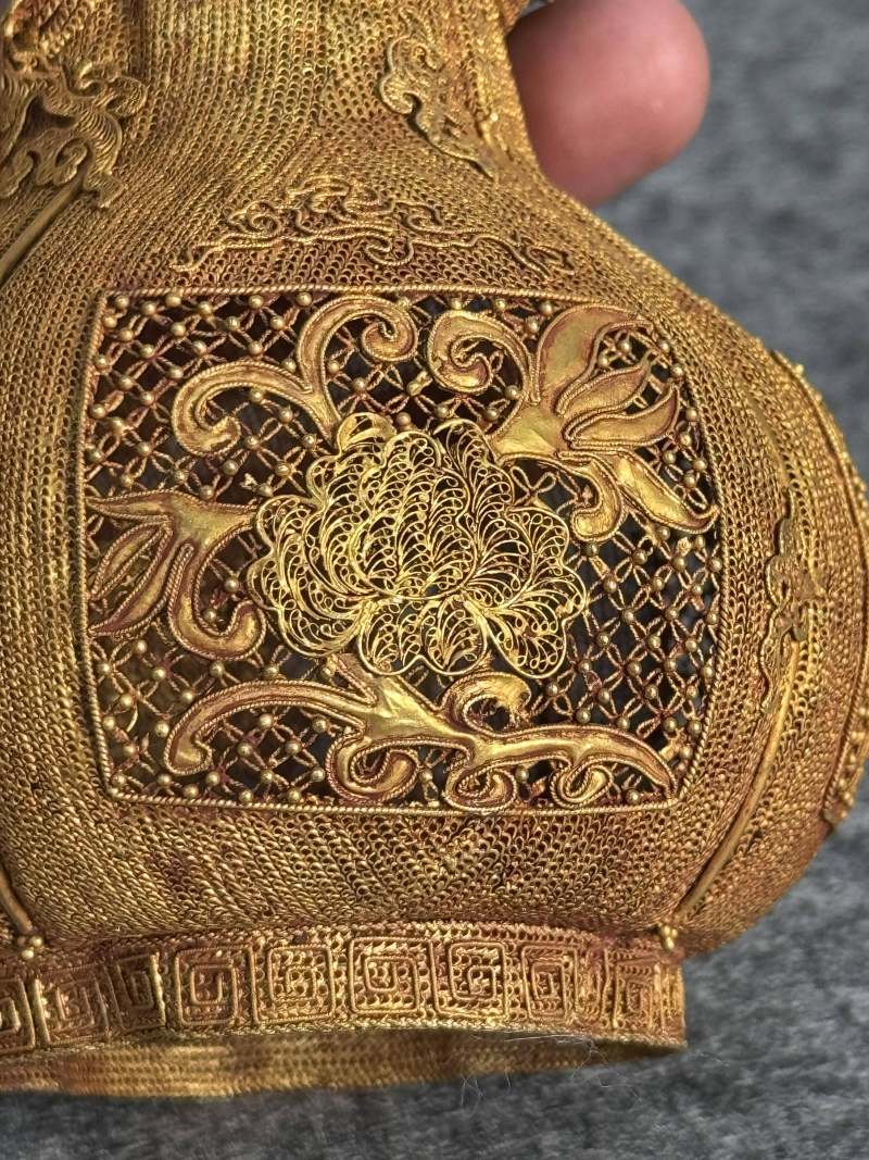 金纍絲龍紋瓶一對 - 图8