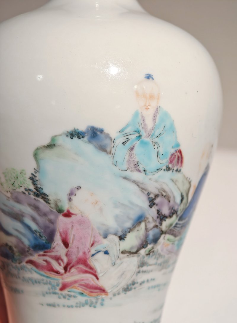 清雍正 粉彩商山四皓图盘口梅瓶 - 图14