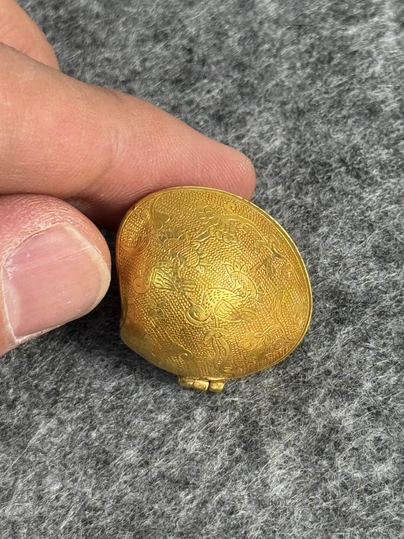 金質花鳥紋貝殼 - 图3