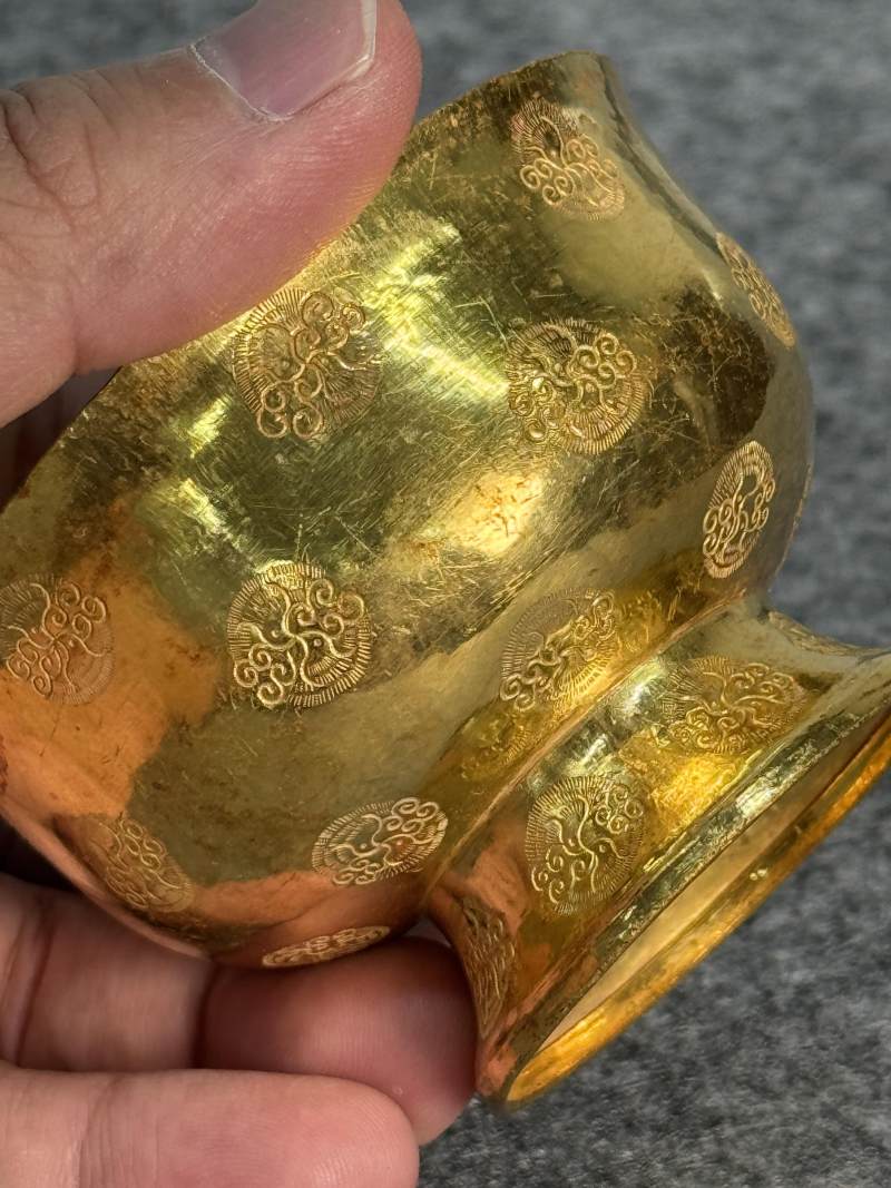 金質陰刻雙鳳花卉紋高足杯 - 图11