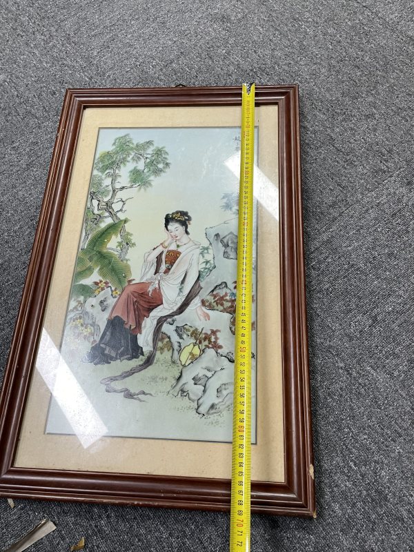 解放后 粉彩人物图瓷板 - 图8