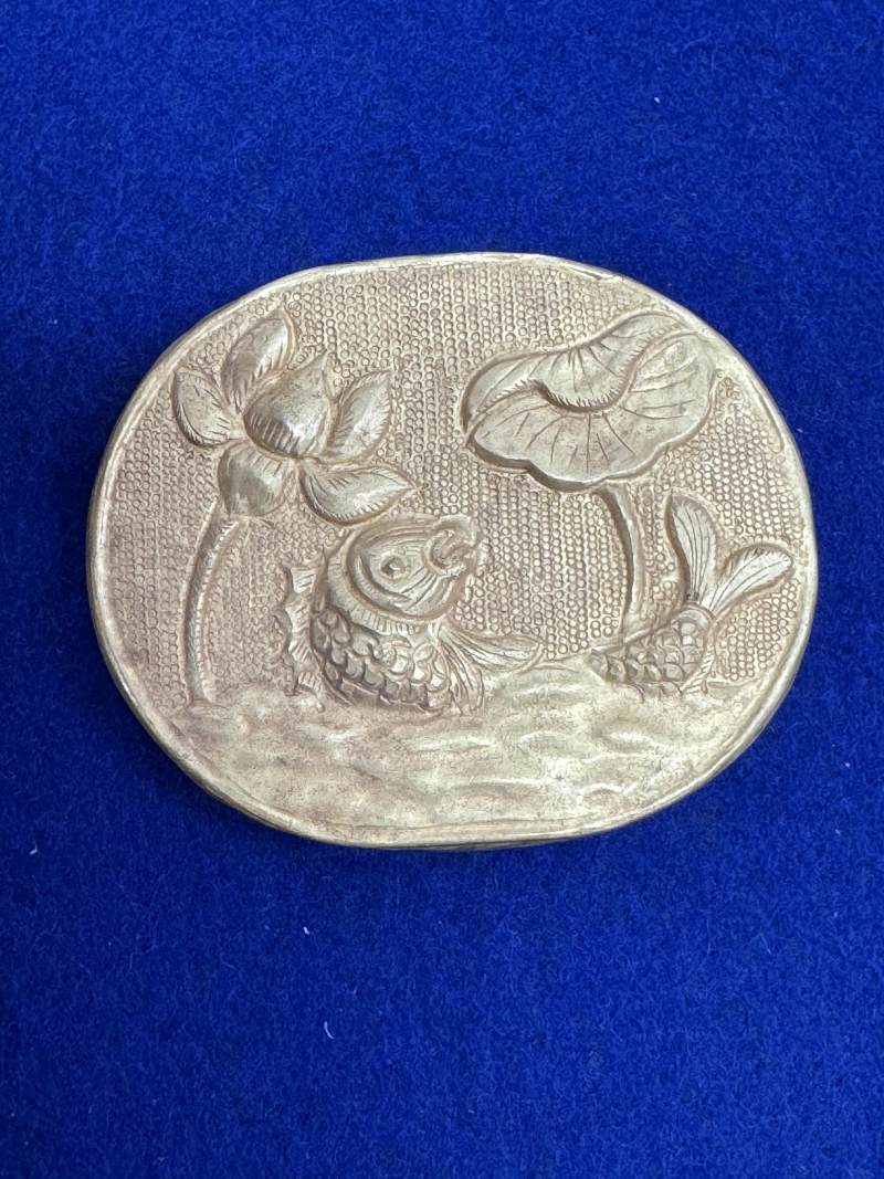 元-明 金質荷塘圖帶板一套十件 - 图3