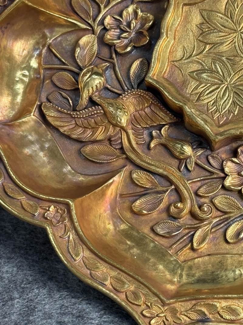 金質花鳥紋六角杯連托 - 图20