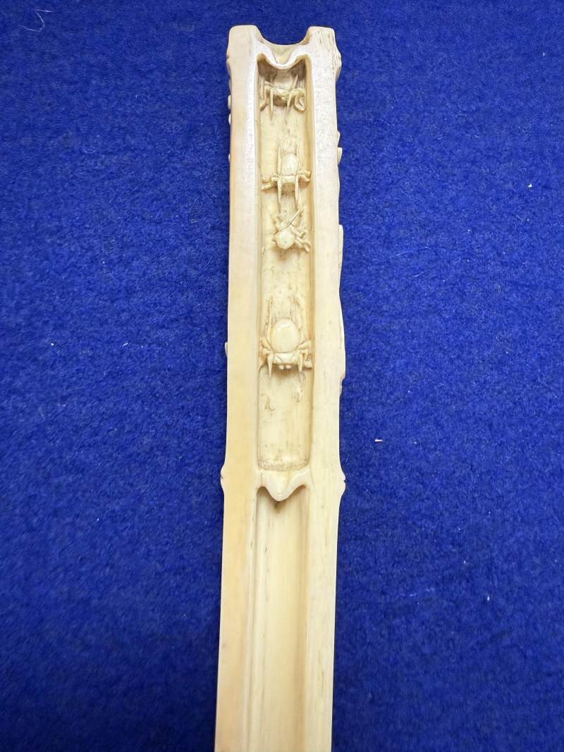 清中期 牙雕花蟲紋紙鎮一對 - 图11