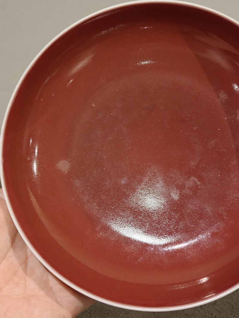 清乾隆 霁红釉盘一对 - 图14