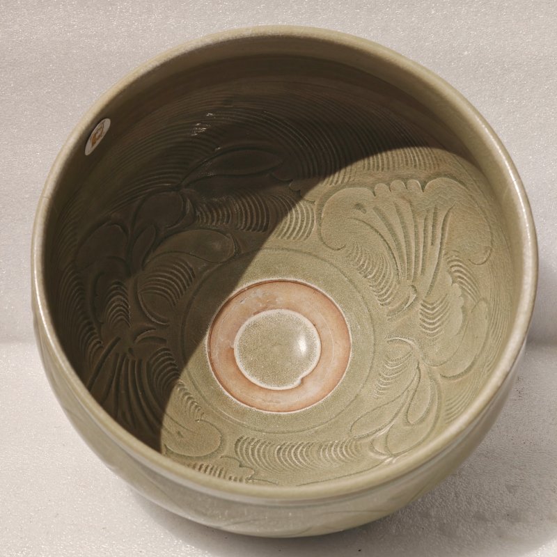 金 耀州窑青釉划运钱纹大钵 - 图7