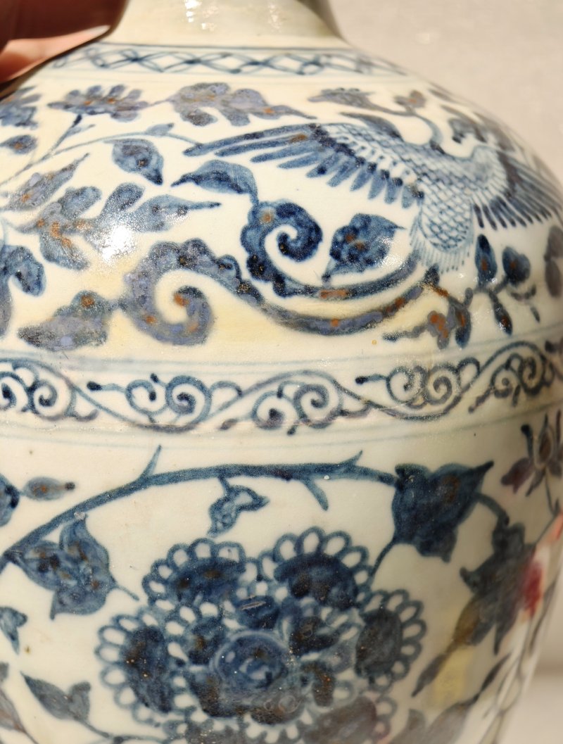 元 青花凤穿花缠枝牡丹纹梅瓶 - 图11
