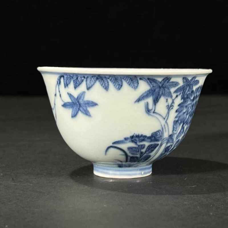清乾隆 青花花开富贵图茶园 - 图2