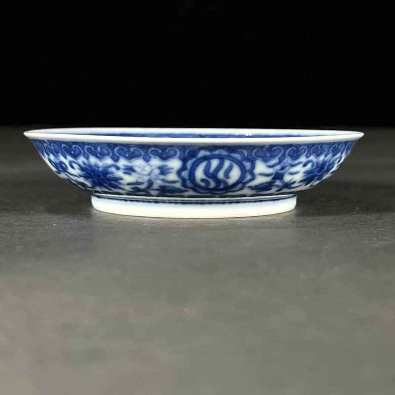 清中期 青花团寿纹碟 - 图5
