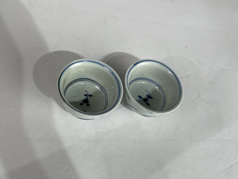 解放后 青花花鸟纹小杯一对 - 图4