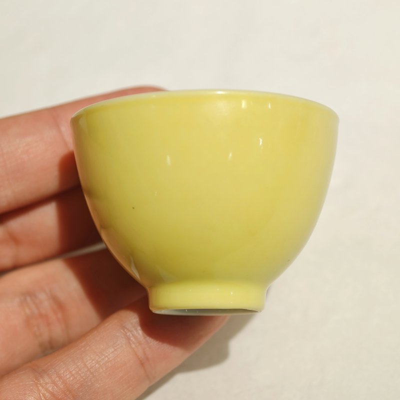清雍正 柠檬黄釉酒杯一组五件 - 图25