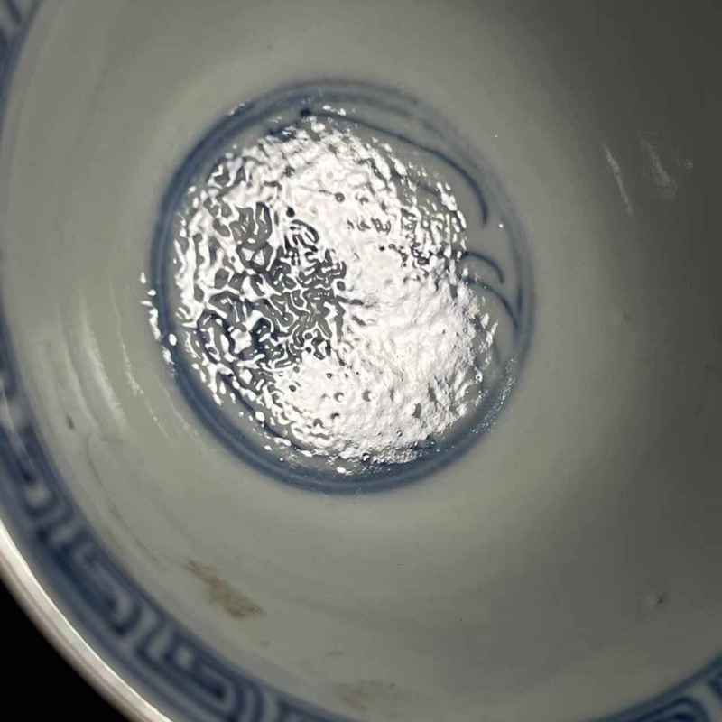 清道光 青花花卉纹压手杯 - 图5
