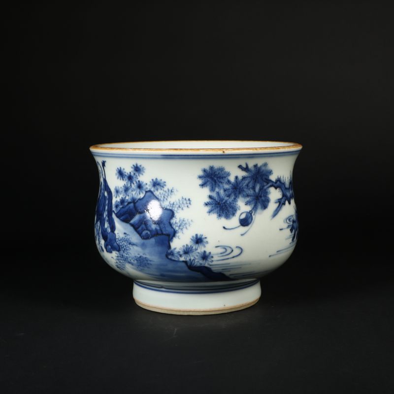 清代 青花罗汉图香炉 - 图4