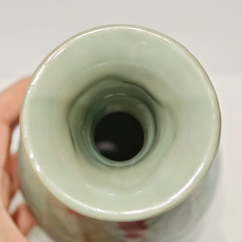 元 影青釉刻三鱼纹釉里红斑玉壶春瓶 - 图7