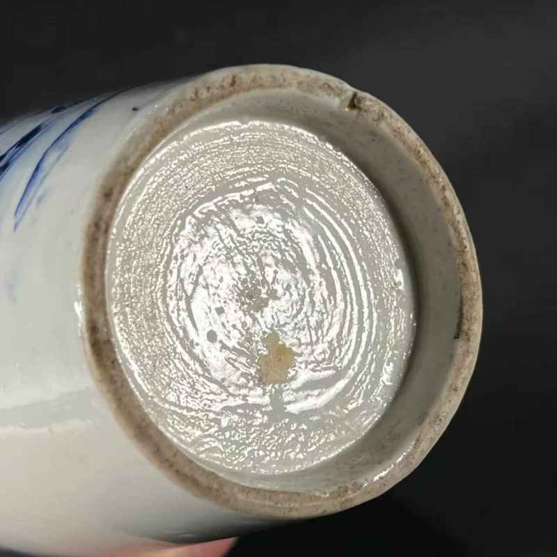 清道光 青花山水纹瓶 - 图9