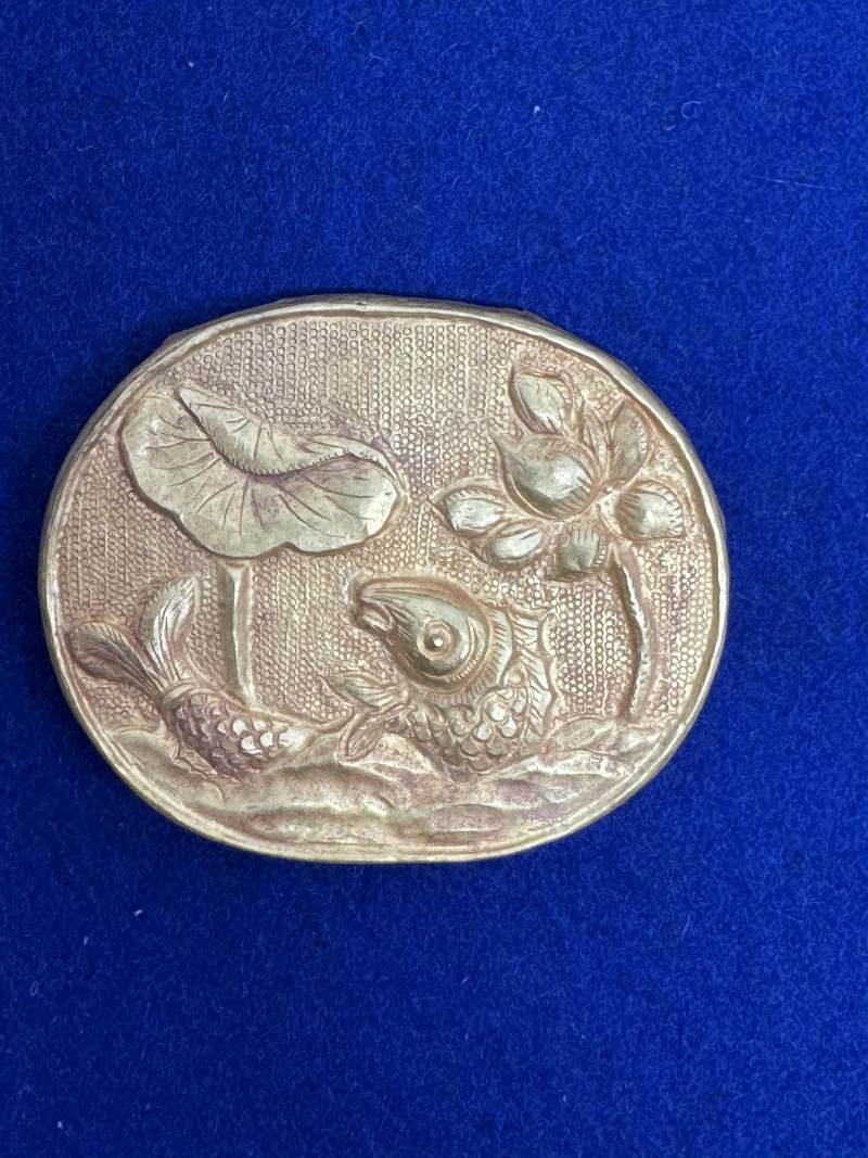 元-明 金質荷塘圖帶板一套十件 - 图9