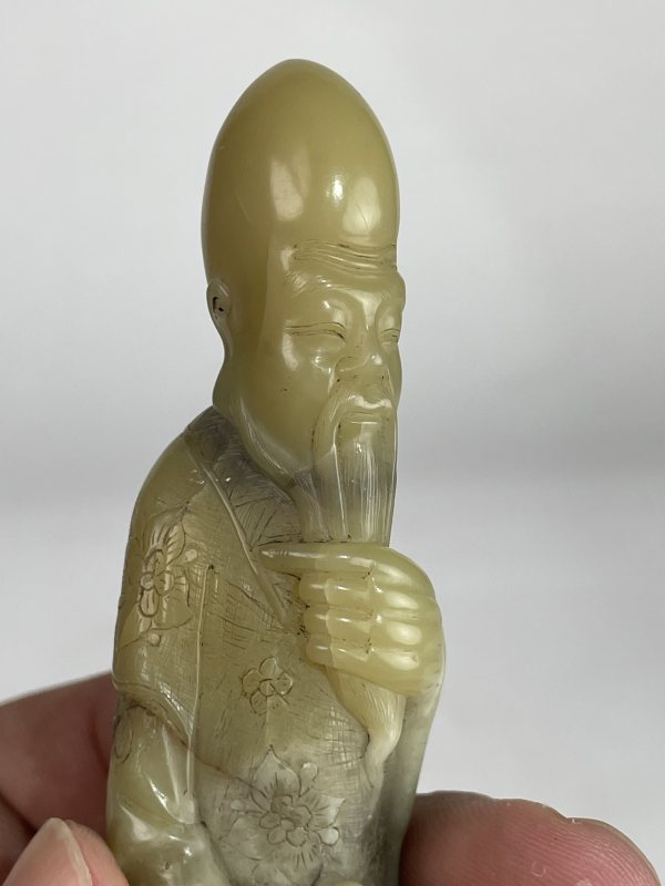 老青田石雕寿星立像 - 图8