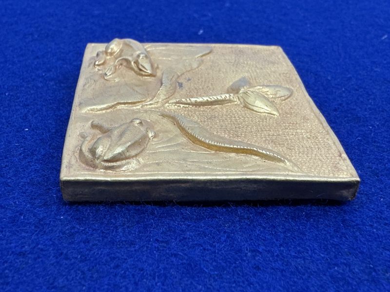 元-明 金質荷塘圖帶板一套十件 - 图41