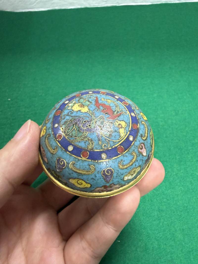 清乾隆 銅胎掐絲琺瑯福禄紋香盒 - 图10