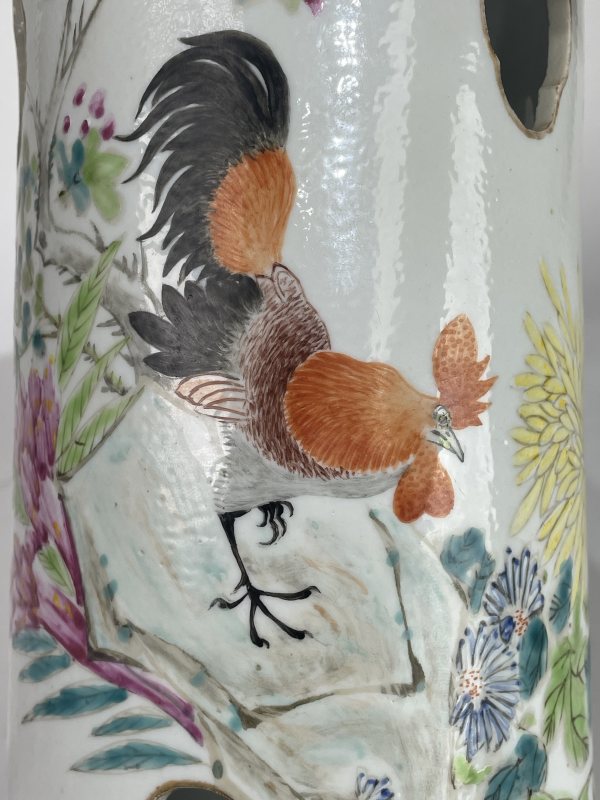 清光绪 浅降彩室上大吉图帽筒 - 图7