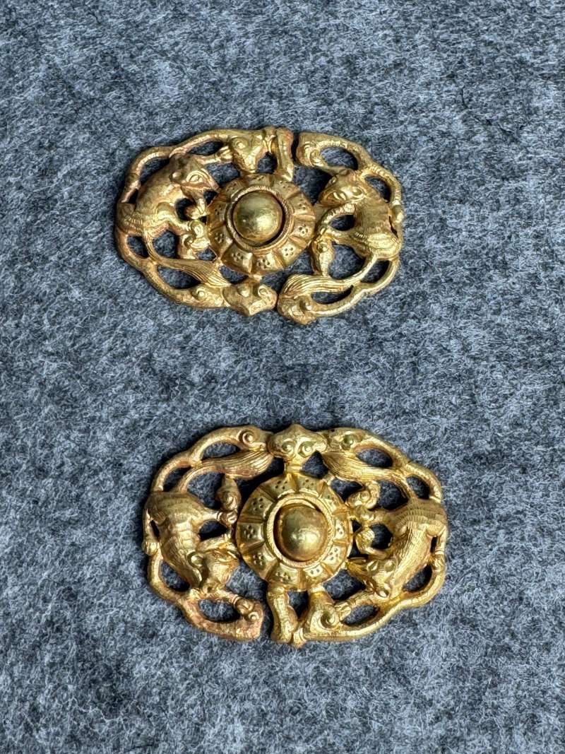 金質鼠紋帶扣一對 - 图2