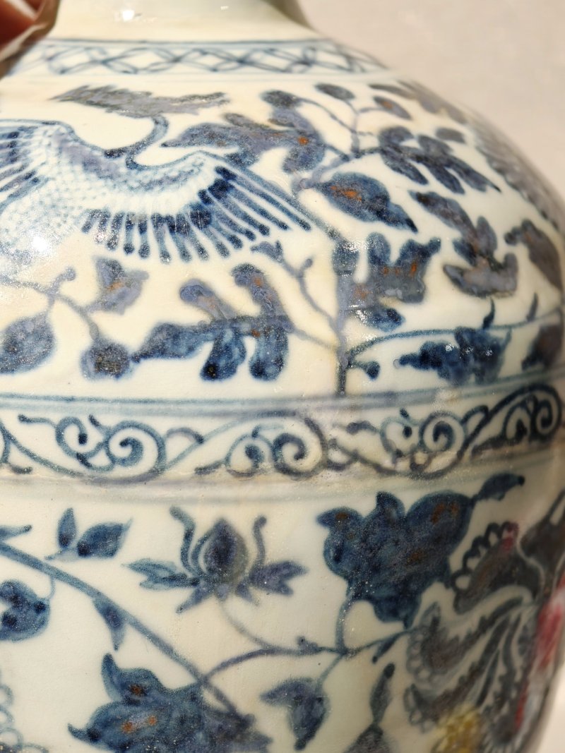 元 青花凤穿花缠枝牡丹纹梅瓶 - 图13