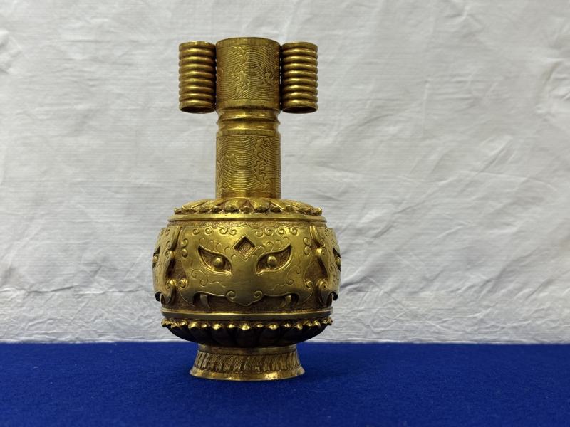 明 金質獸面紋投壺 - 图2