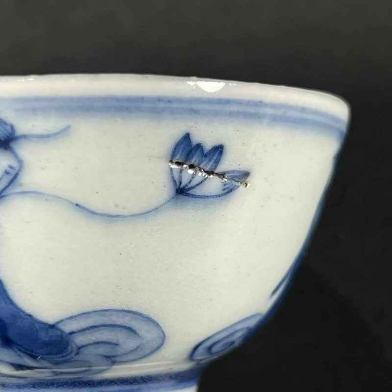 清道光 青花人物故事纹杯 - 图8