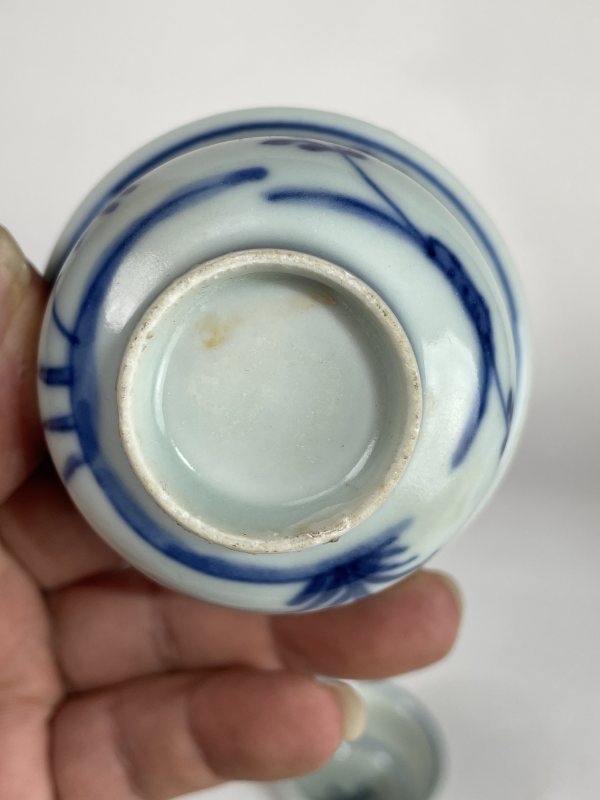 解放后 青花花鸟纹小杯一对 - 图7