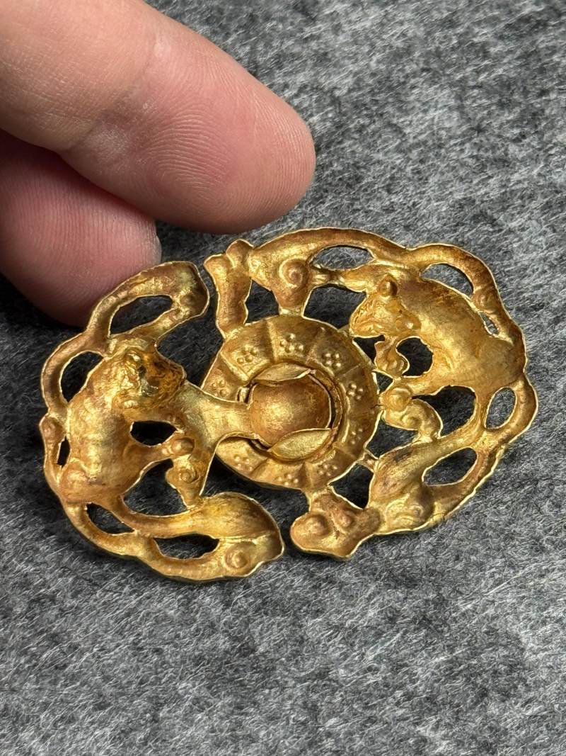 金質鼠紋帶扣一對 - 图4