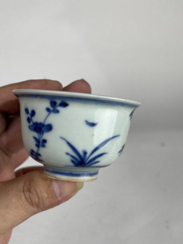 解放后 青花花鸟纹小杯一对 - 图8