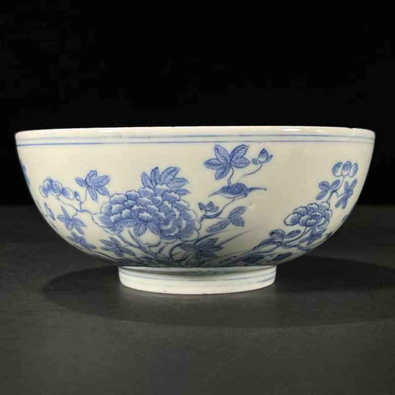 清嘉庆 青花花卉纹碗 - 图5