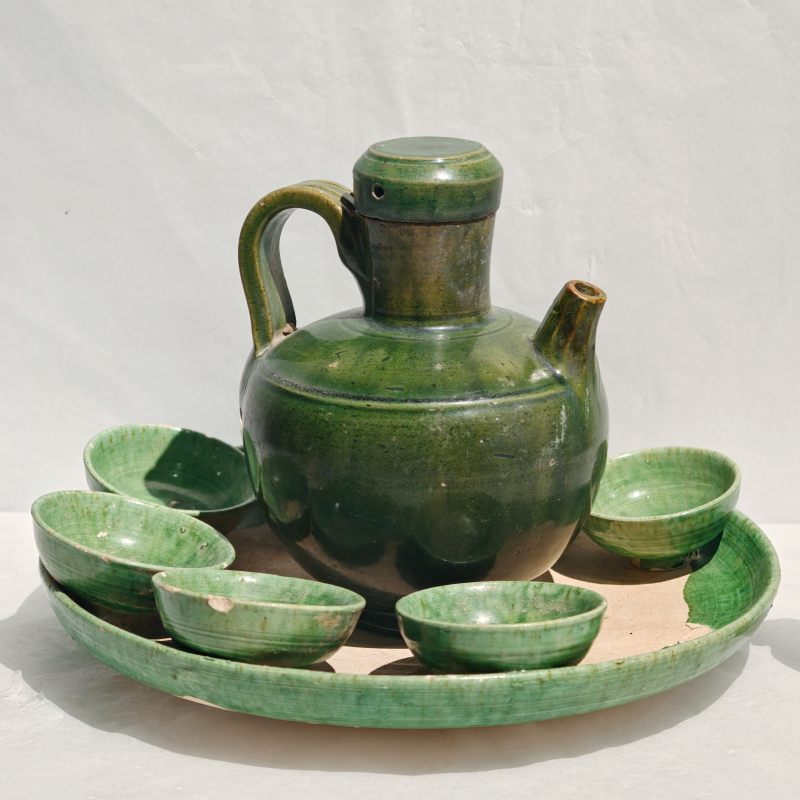 唐或辽金 绿釉茶具一组 - 图2